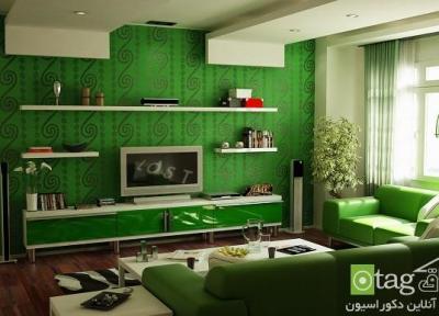 مدل هایی بسیار زیبا از دکوراسیون اتاق نشیمن به رنگ سبز
